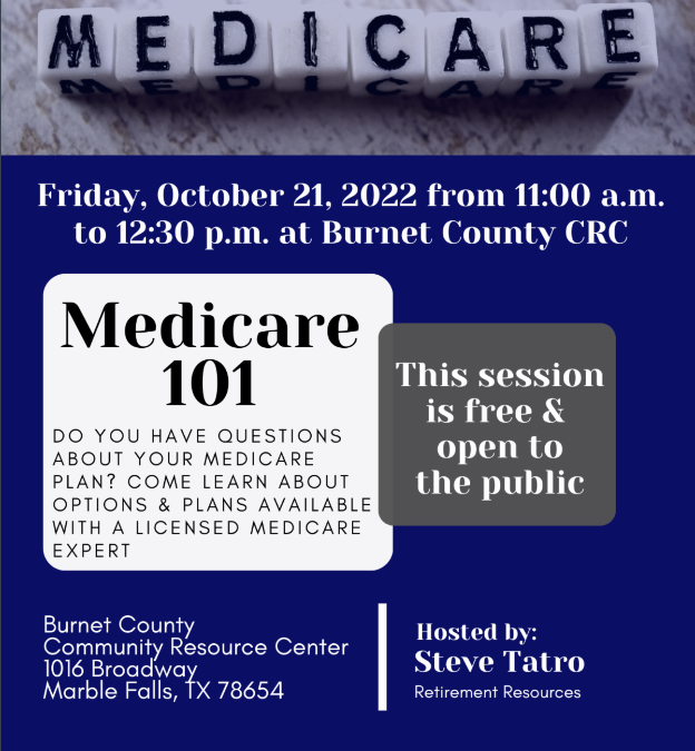 Flyer containing session information on Medicare 101