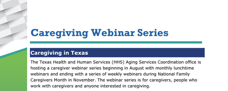 Caregiving in Texas Webinar Series